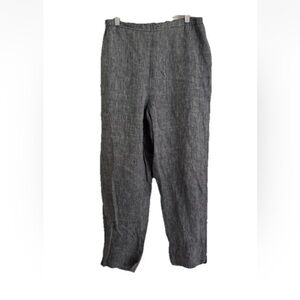 Vintage FLAX Jeanne Engelhart Linen Pants Womens SZ S Gray Lagenlook Tapered EC